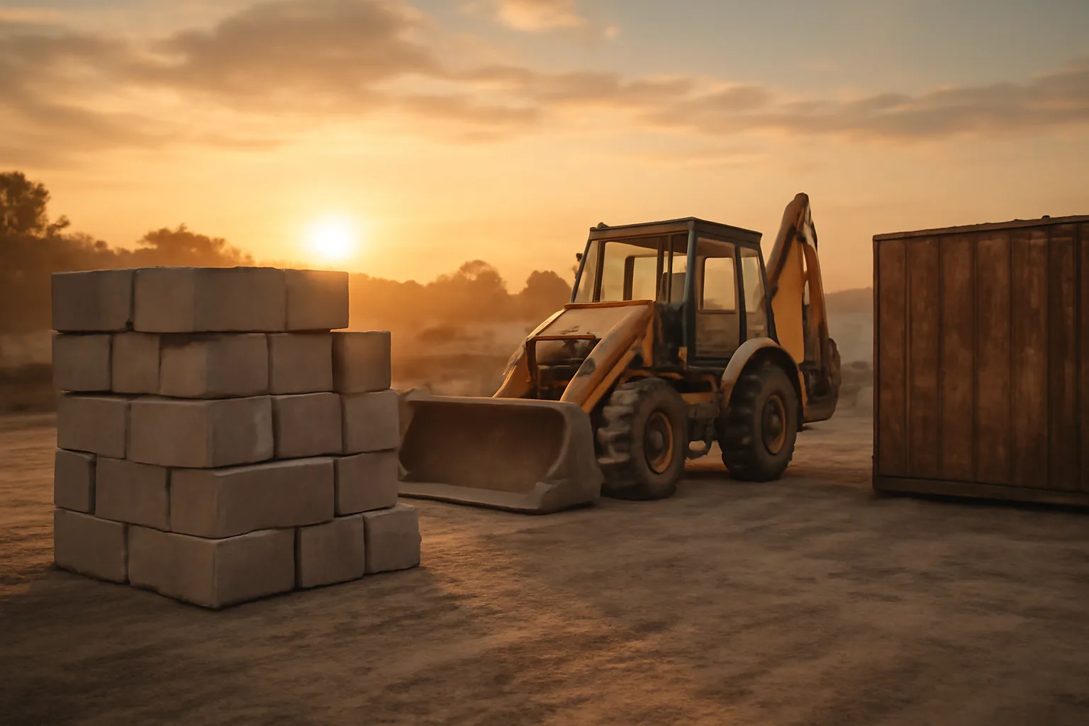Site services yard in Alabama with equipment and storage containers.